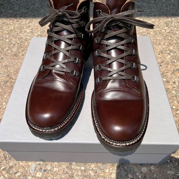 MR P. Jacques Suede-Trimmed Glossed-Leather Boots UK 12 - Picture 6 of 11